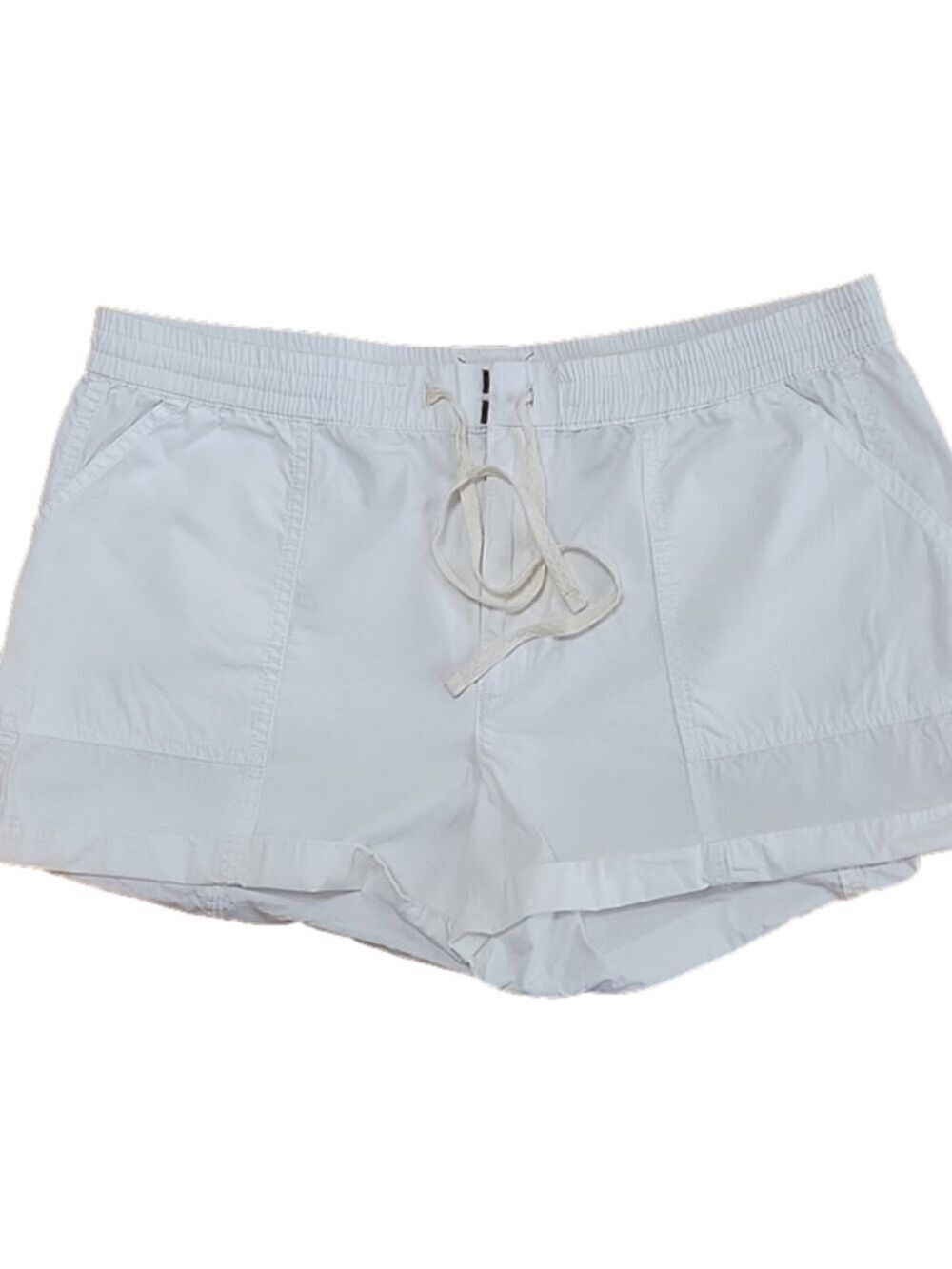 Lou & Grey White Elastic Drawstring Waist Cuffed Shorts Size L EUC